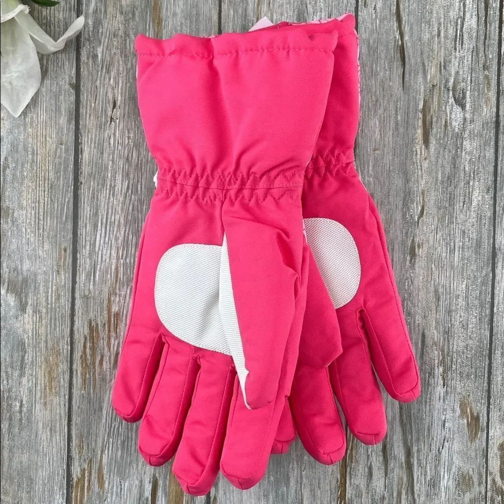 Girls Super Mario Princess Peach Pink Winter Hat and Gloves Set